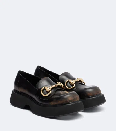 Gucci Horsebit Leather Loafers In Black
