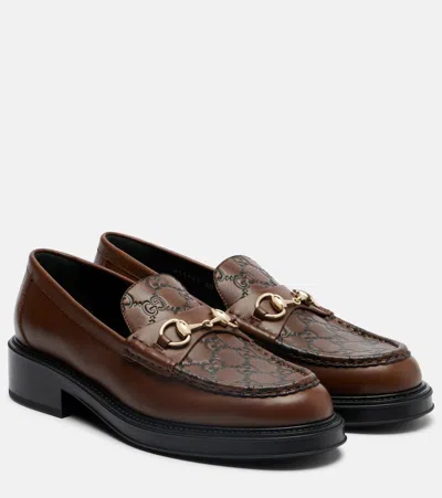 Gucci Horsebit Leather Loafers In Brown