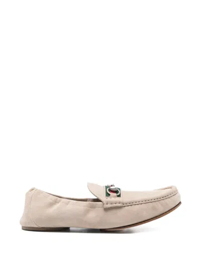 Gucci Horsebit Leather Loafers Round Toe Design In Neutral