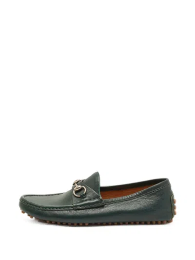 Pre-owned Gucci Horsebit Leather Loafers In Green
