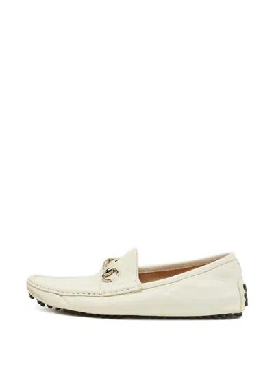 Pre-owned Gucci Horsebit Leather Loafers In Neutral
