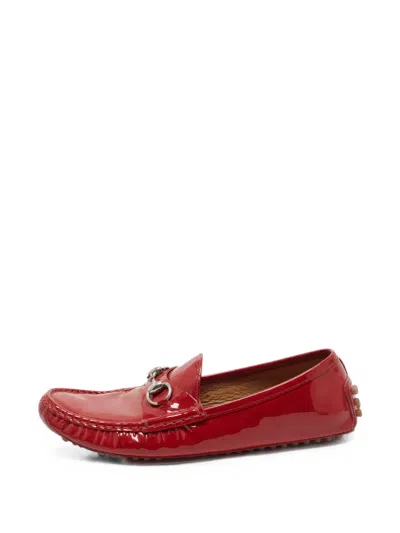 Pre-owned Gucci Horsebit Leather Loafers In Red