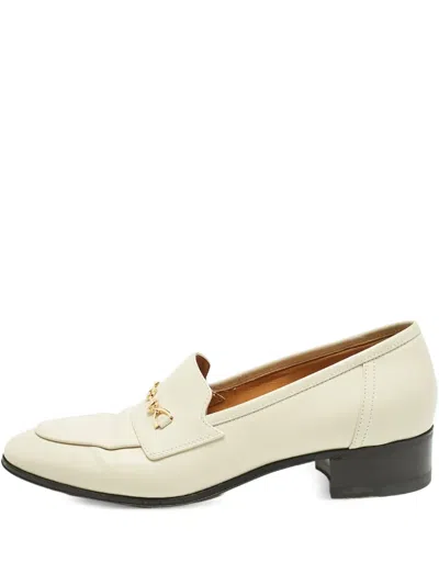 Pre-owned Gucci Horsebit Leather Loafers In White