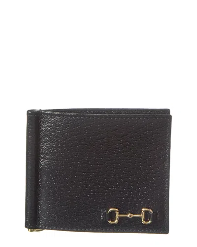 Gucci Horsebit Leather Money Clip Wallet In Black