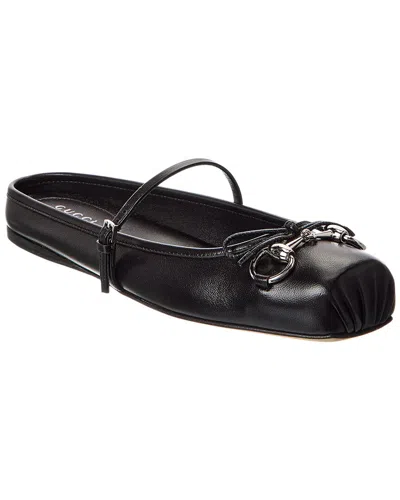 Gucci Horsebit Leather Mule In Black