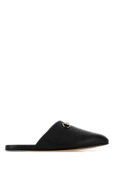 Gucci Horsebit Leather Mules In Black