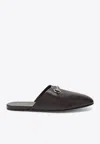 Gucci Men Black Mule With Horsebit On The Front In Smooth Leather Man In Brown