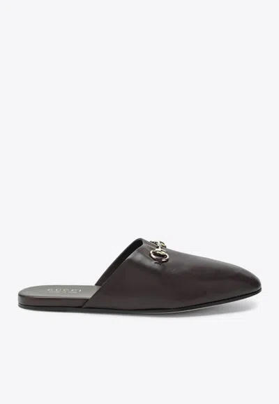 Gucci Men Black Mule With Horsebit On The Front In Smooth Leather Man
