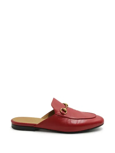 Pre-owned Gucci Horsebit Leather Mules In Red