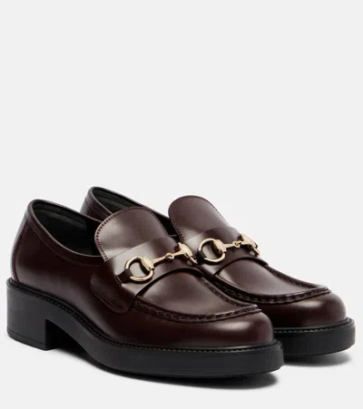 Gucci Horsebit Leather Penny Loafers In Brown