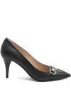 Gucci Calf Leather Bos Taurus Mid Heel Pumps In Animal Print