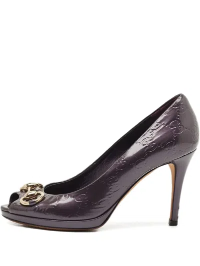 Pre-owned Gucci Horsebit Leather Pumps In Purple