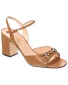 Gucci Leather Block Heel Sandals With Gold-tone Hardware In Brown