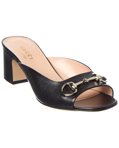 Gucci Horsebit Leather Sandal In Black