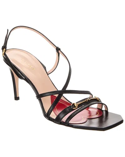 Gucci Horsebit Leather Sandal In Black