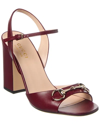 Gucci Horsebit Leather Sandal In Burgundy