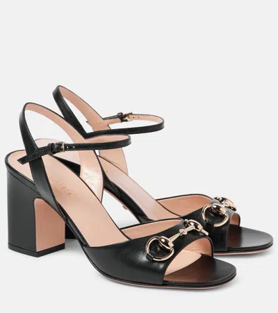 Gucci Horsebit Leather Sandal In Black