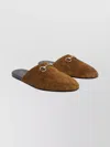 Gucci Men Brown Mule With Horsebit On The Front And All-over Gg Motif In Suede Man In Brown