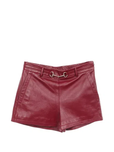 Pre-owned Gucci Horsebit Leather Shorts In Red
