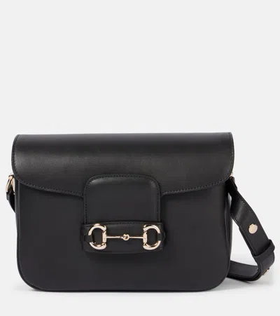 Gucci Horsebit Leather Shoulder Bag In Black