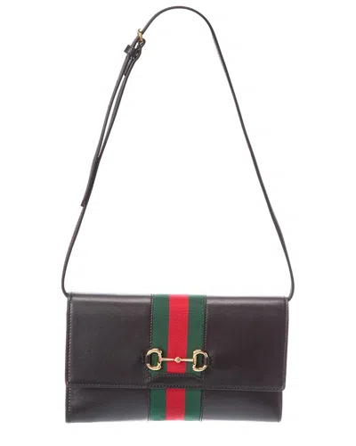 Gucci Horsebit Leather Shoulder Bag In Black