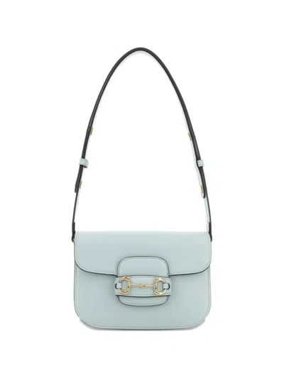 Gucci Horsebit Leather Shoulder Bag In Blue