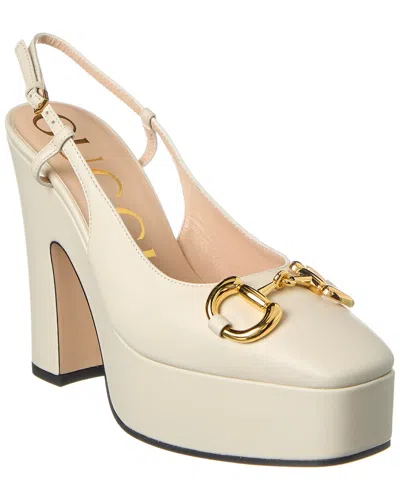 Gucci Horsebit Leather Slingback Platform Pump In Multi