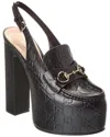 Gucci Horsebit Gg Debossed Leather Loafer Pumps In Black