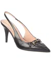 Gucci Horsebit Gg 45 Leather Slingback Pumps