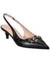 Gucci Black Slingback Pumps With Elastic Strap In Black