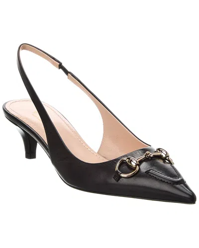 Gucci Horsebit Leather Slingback Pump In White