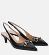 Gucci Horsebit Gg 45 Leather Slingback Pumps In Schwarz