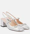 Gucci Horsebit Leather Slingback Pumps In Silver