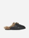 Gucci Leather Mules With Shearling Padding In Black