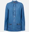 Gucci Horsebit Leather-trimmed Denim Shirt