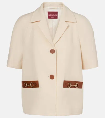 Gucci Horsebit Leather-trimmed Linen Canvas Blazer