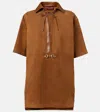 Gucci Horsebit Leather-trimmed Suede Minidress