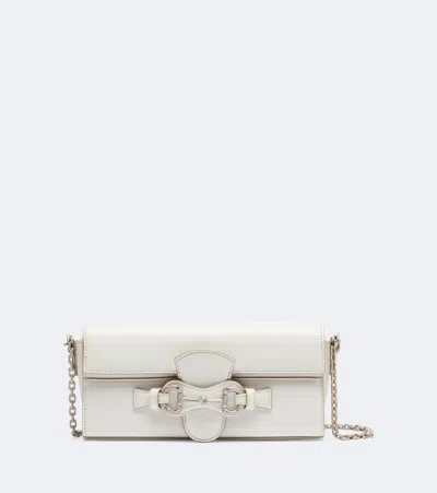 Gucci Horsebit Leather Wallet On Chain In White