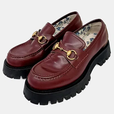 Pre-owned Gucci Horsebit Loafers (576334) In Burgundy