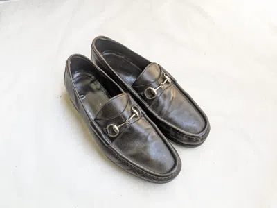 Pre-owned Gucci Horsebit Loafers Brown 10.5 D Leather