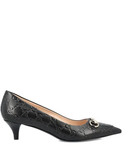 Gucci Horsebit Logo-embossed Pumps In Black