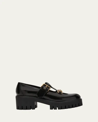 Gucci Horsebit Lug-sole Platform Mary Janes In Nero