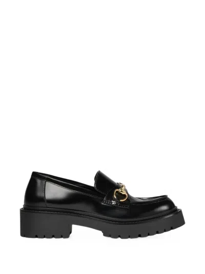 Gucci Horsebit Lug-sole Loafers In Black
