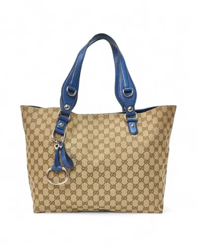 Gucci Horsebit Medium Gg Supreme Light Blue Shopper In Neutral