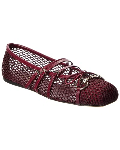 Gucci Maroon Mesh Ballet Flats In Burgundy