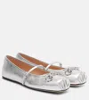Gucci Horsebit Metallic Leather Ballet Flats In Silver