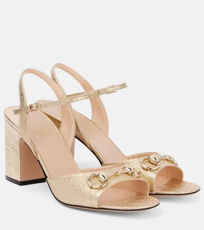 Gucci Horsebit Metallic Leather Sandals In Gold