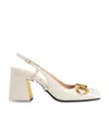 Gucci Horsebit Mid-heel Slingback Pumps In White