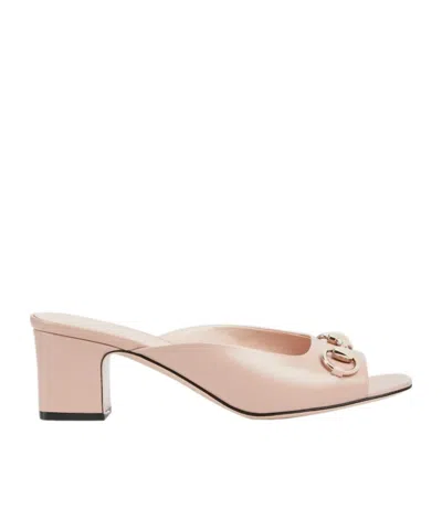 Gucci Horsebit Mid-heeled Sandals In Nude