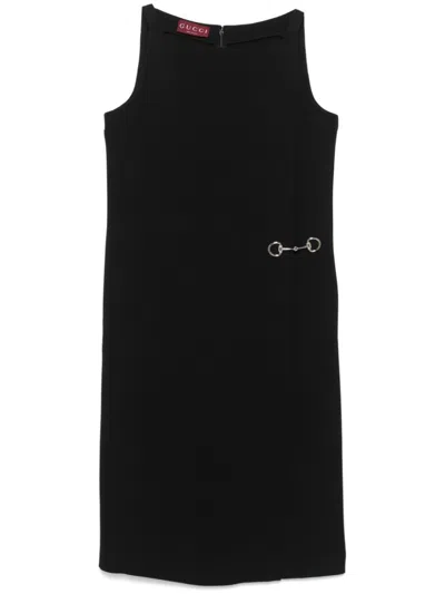 Gucci Horsebit Midi Dress In Black